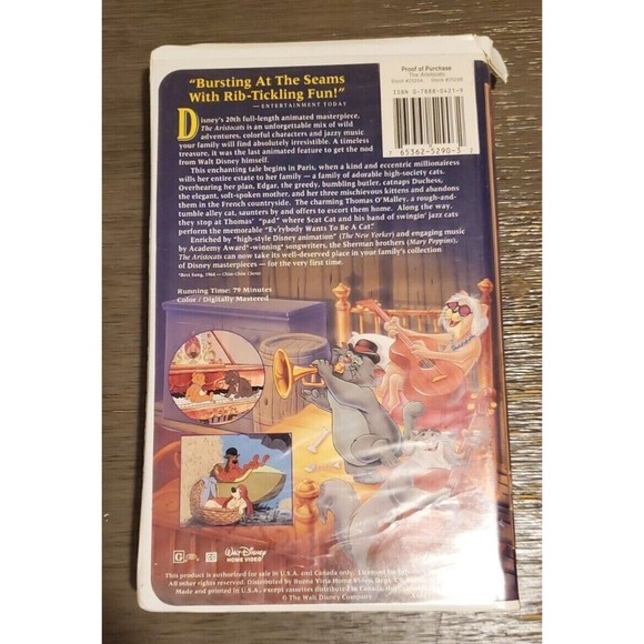 The Aristocats  Walt Disney Master Collection. VHS #2529 03-13-1996 First Print. - Picture 2 of 5